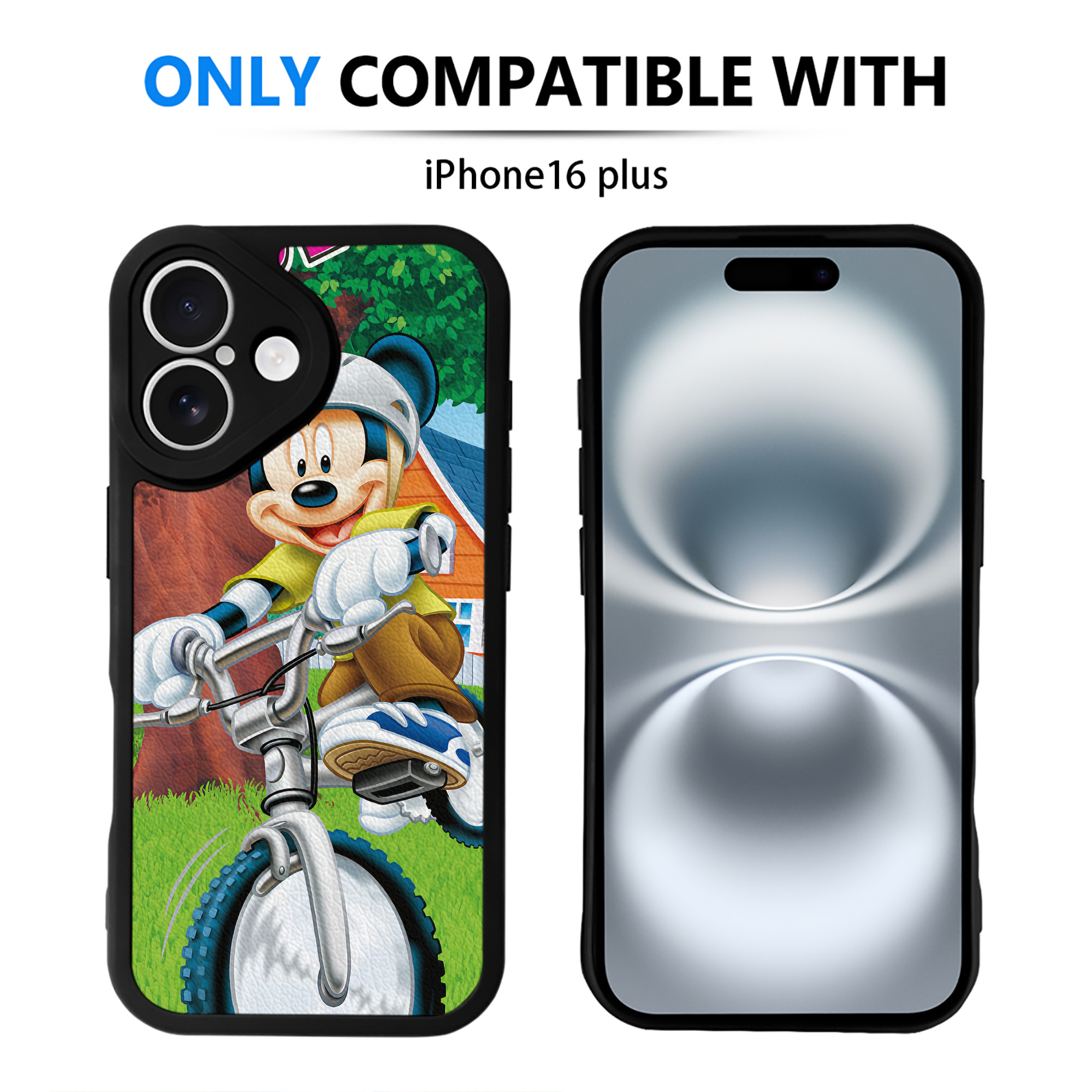 （画像用） ミッキーマウス Mickey Mouse 【iPhone 16シリーズ対応】シリコンスマホケース（レザー調） 材質：シリコン